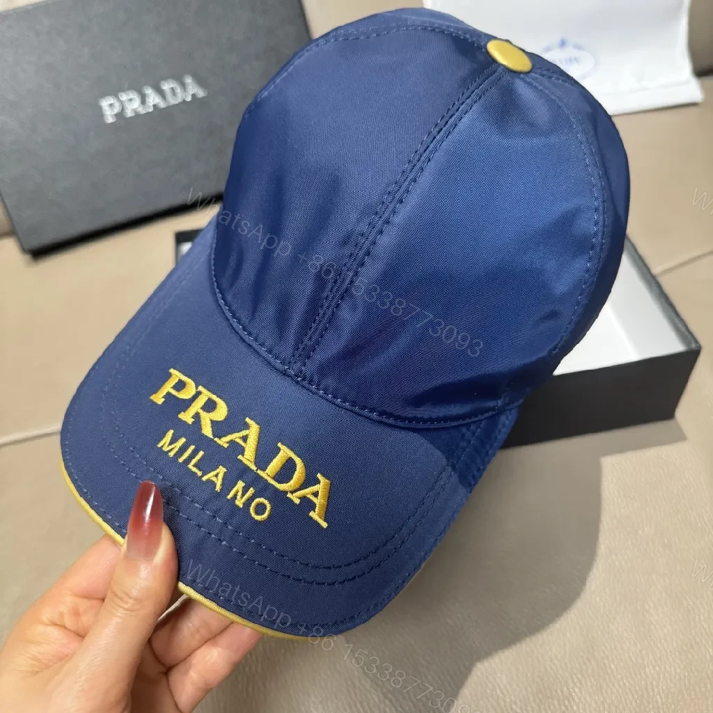 View 7 of Navy Nylon Cap: Luxe Six-Panel, Gold Accent, PRADA-Inspired