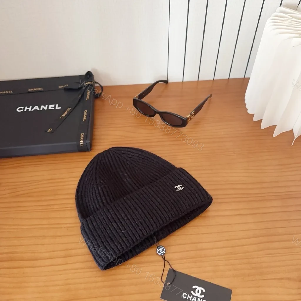 View 3 of Chic Knit Beanie in Black Knit with Luxe Logo Style