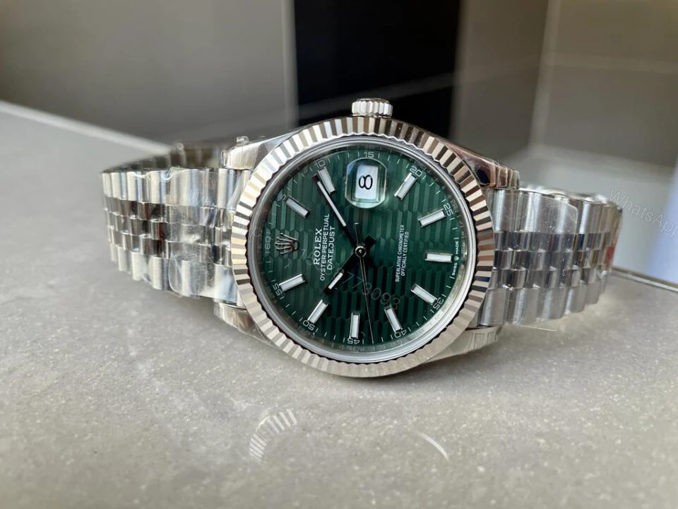 View 4 of VSF Factory 1:1 Rolex Datejust 41mm 126334 904L SS Fluted Bezel Patterned Green MOTIF Dial VS3235