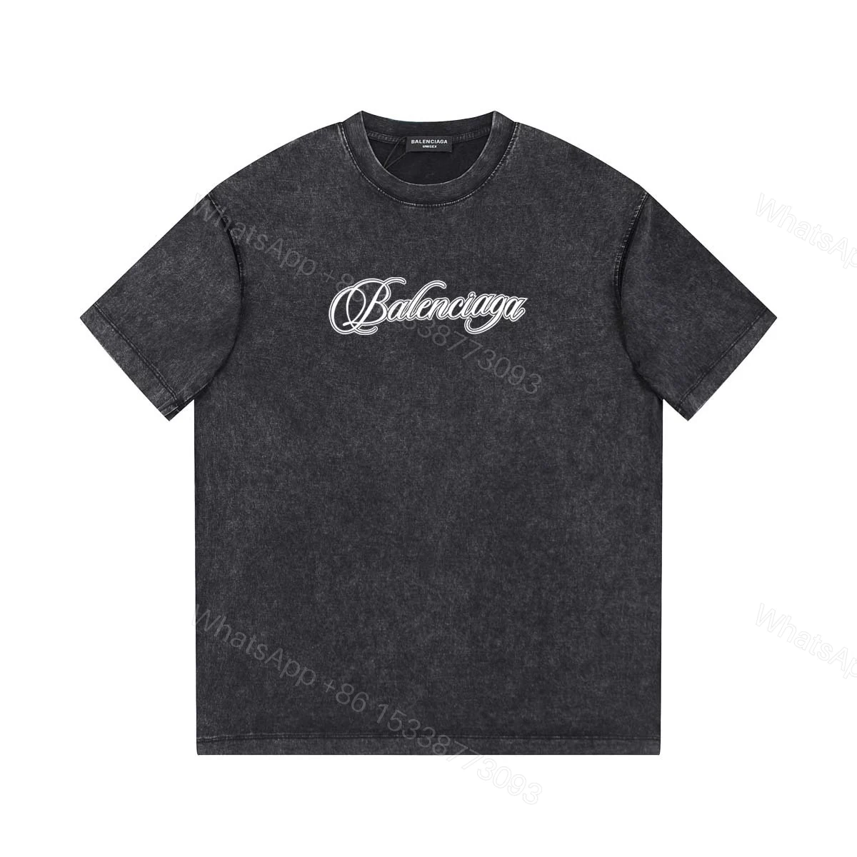 Balenciaga 原單 男款復古水洗手寫字母短袖T恤 潮流寬鬆設計 — view 1