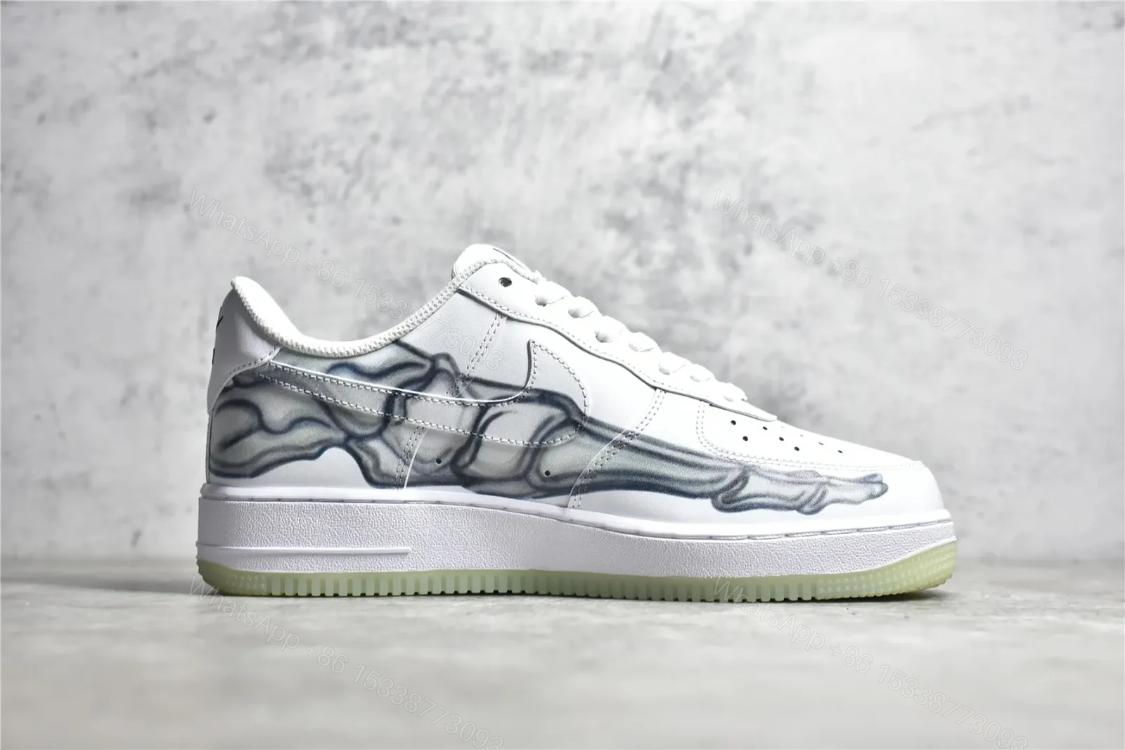 View 3 of UA Air Force 1 Low QS Skeleton White Grey Reps