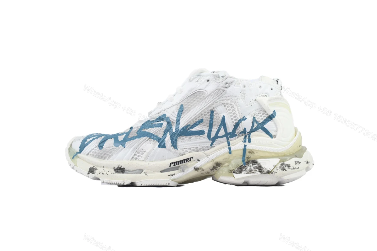 View 6 of Balenciaga Runner Sneaker 'Graffiti - White Blue'772774 W3RBQ 9040