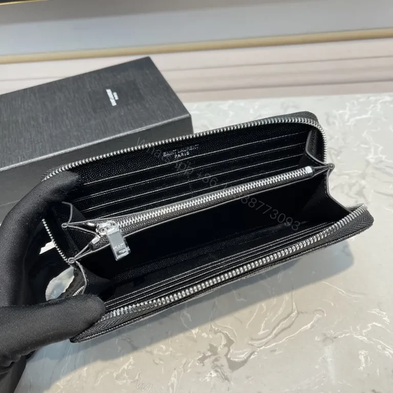 View 5 of Chevron-Quilted Leather Wallet with YSL Monogram â€“ Sleek Everyday Luxury