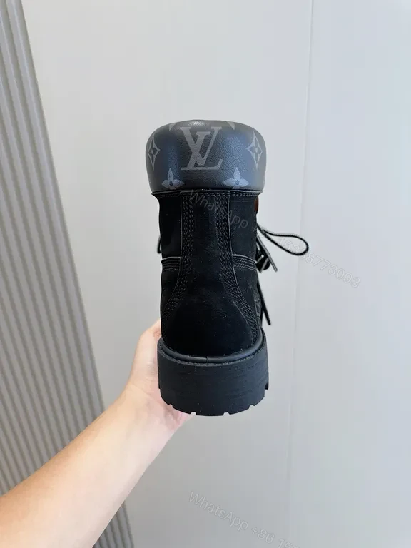 View 6 of Luxe LV-Accent Suede High-Top Boots, Rugged Comfort