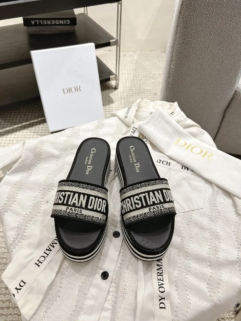 View 8 of Black Fabric Casual Comfort Arch Support Sliders