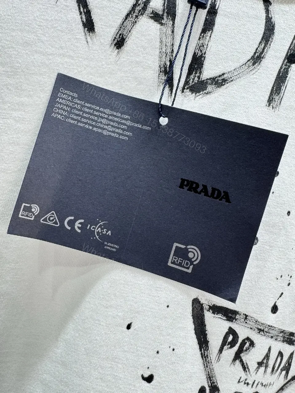 View 2 of White Cotton T-Shirt Prada graphic Short-sleeve tee