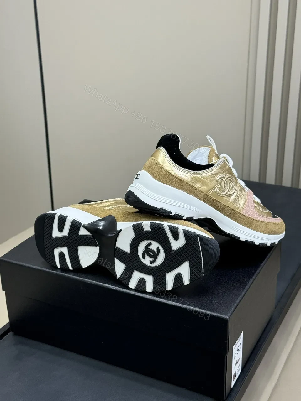 View 6 of Gold & Metallic Textured High-Tops with Couture Detail