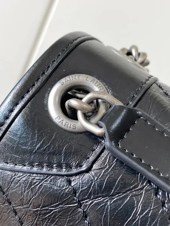 View 7 of Chic Black Quilted YSL-Style Shoulder Bag with Chain Strap