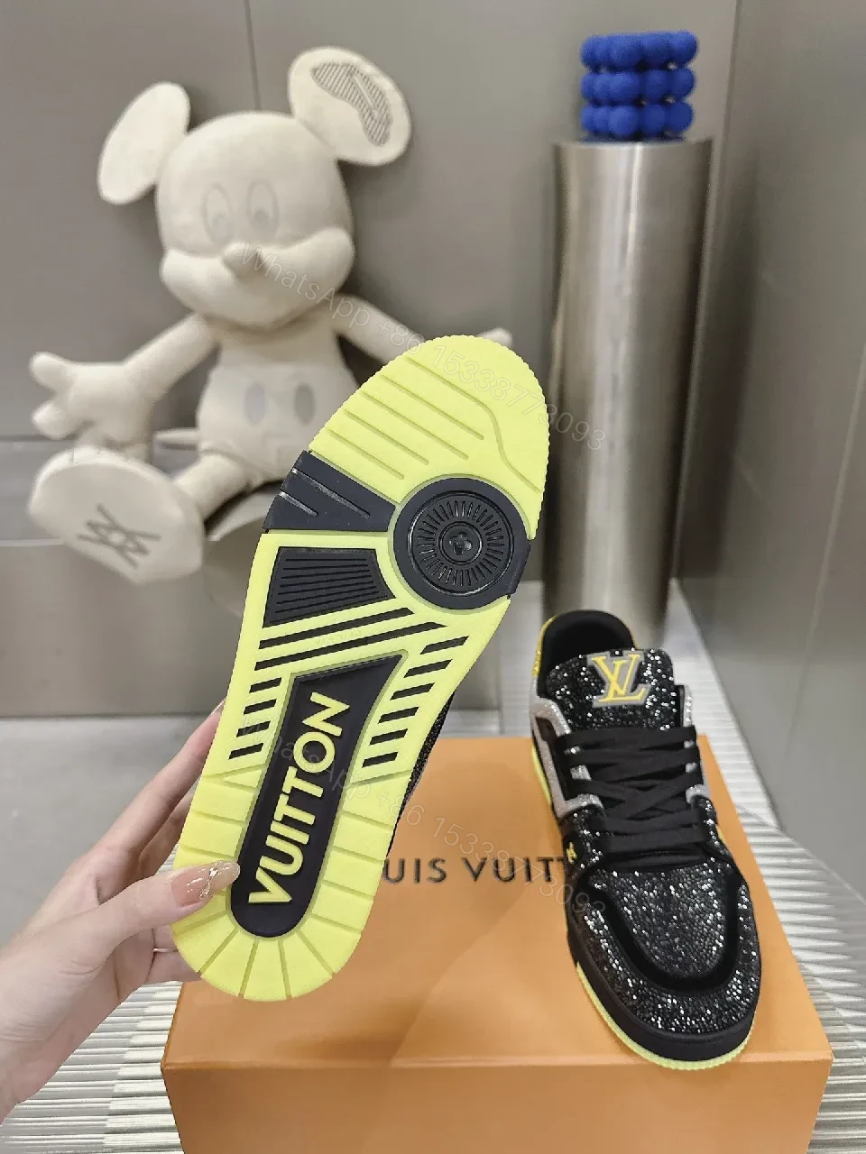 View 3 of Bold Textured Trainer Luxe: Glitter Knit & Neon Outsole