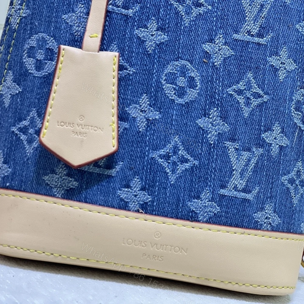 View 7 of Louis Vuitton Alma Backpack Blue Denim 20Cm