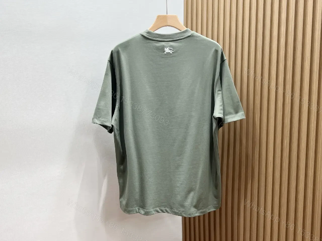 View 9 of Olive Cotton Oversized Burberry Logo Tee Short-Sleeve Shirt
