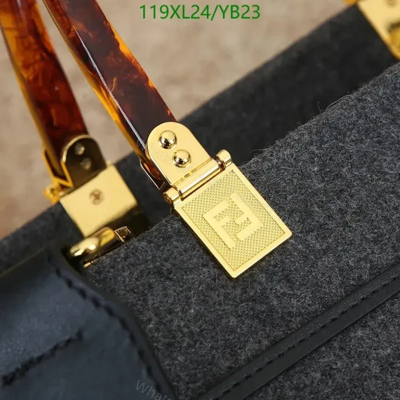 View 7 of Fendi Sunshine Large Black Leather Knockoff Tote Bag YB2377