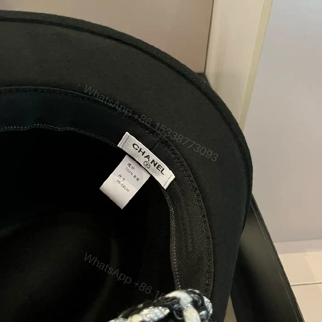View 9 of Black Wool Fedora with Luxe Logo Edge Hat