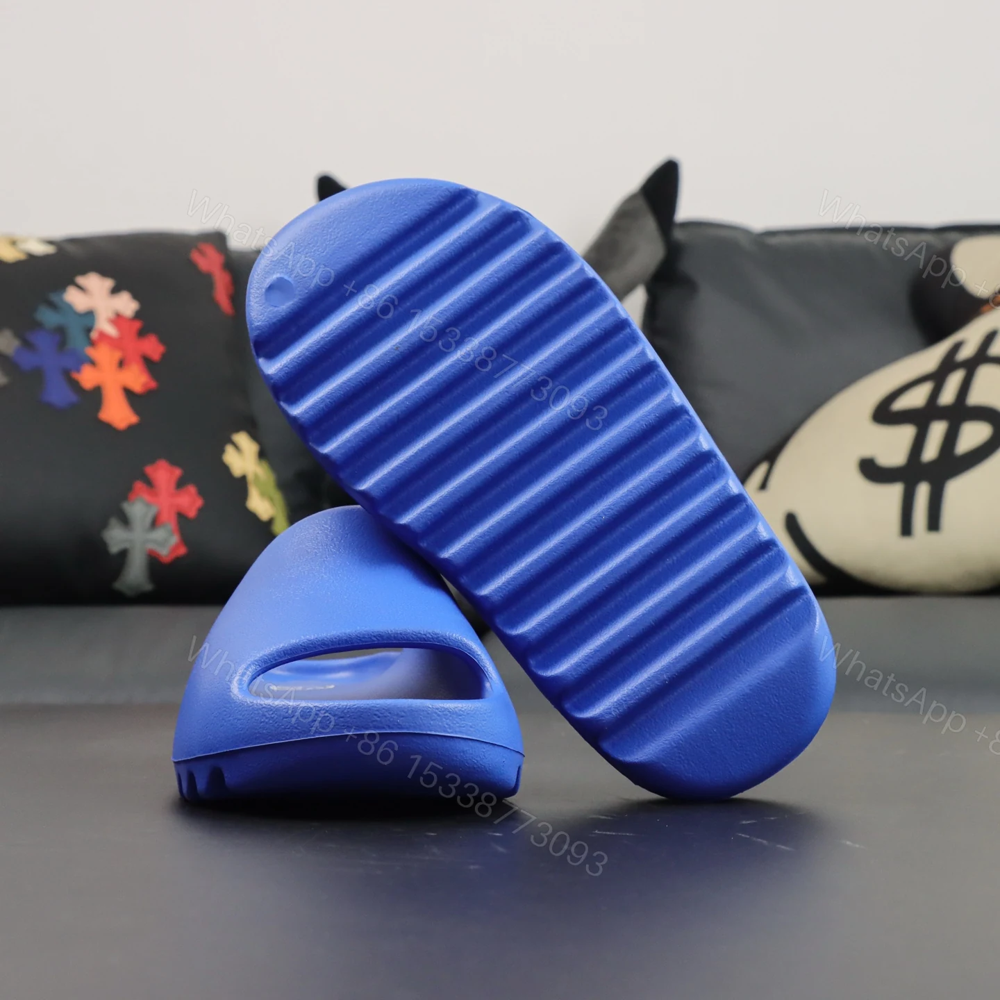 View 3 of UA Yeezy Slide “Azure” Blue Reps
