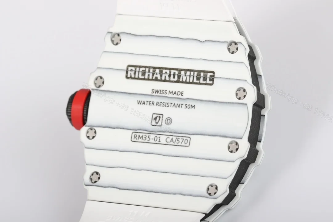 View 8 of Richard Mille RM35-01 NTPT Carbon Fiber RMUL3 White Gemstone Balance Watch RM35-01-CARBON-WHITE