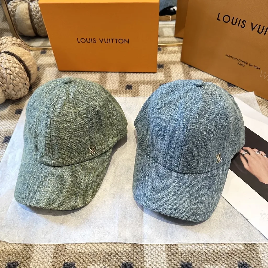View 7 of Denim-Textured Cap with Subtle Luxury Emblem