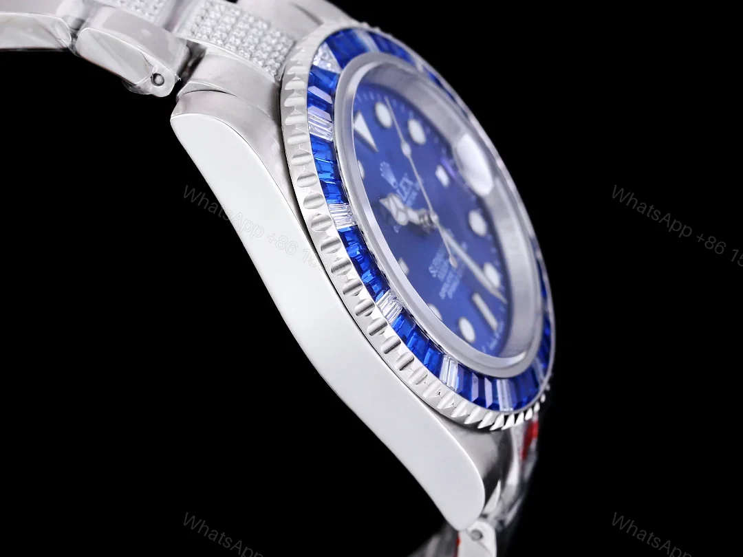 View 7 of Rolex Full Iced Diamond Dial Three-Link Bracelet Gold Luxury Watch 42mm Ultimate Edition RG-ROLEX-FULL-ICED-GOLD-DIA-42