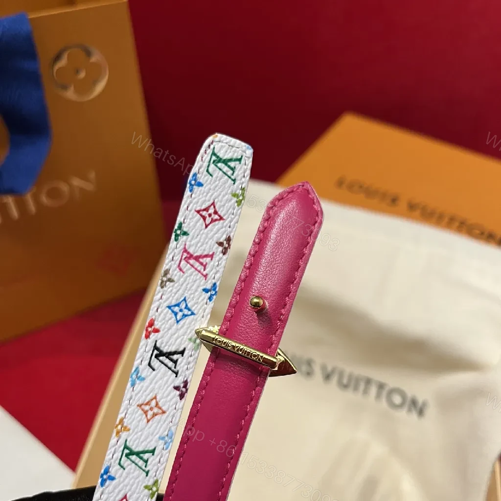 View 6 of Colorful Monogram Belt with Fleur-de-Lis Clasp, Luxe Contrast