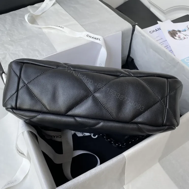 View 7 of Chanel-esque Quilted Leather Bag with Bold Chain Strap