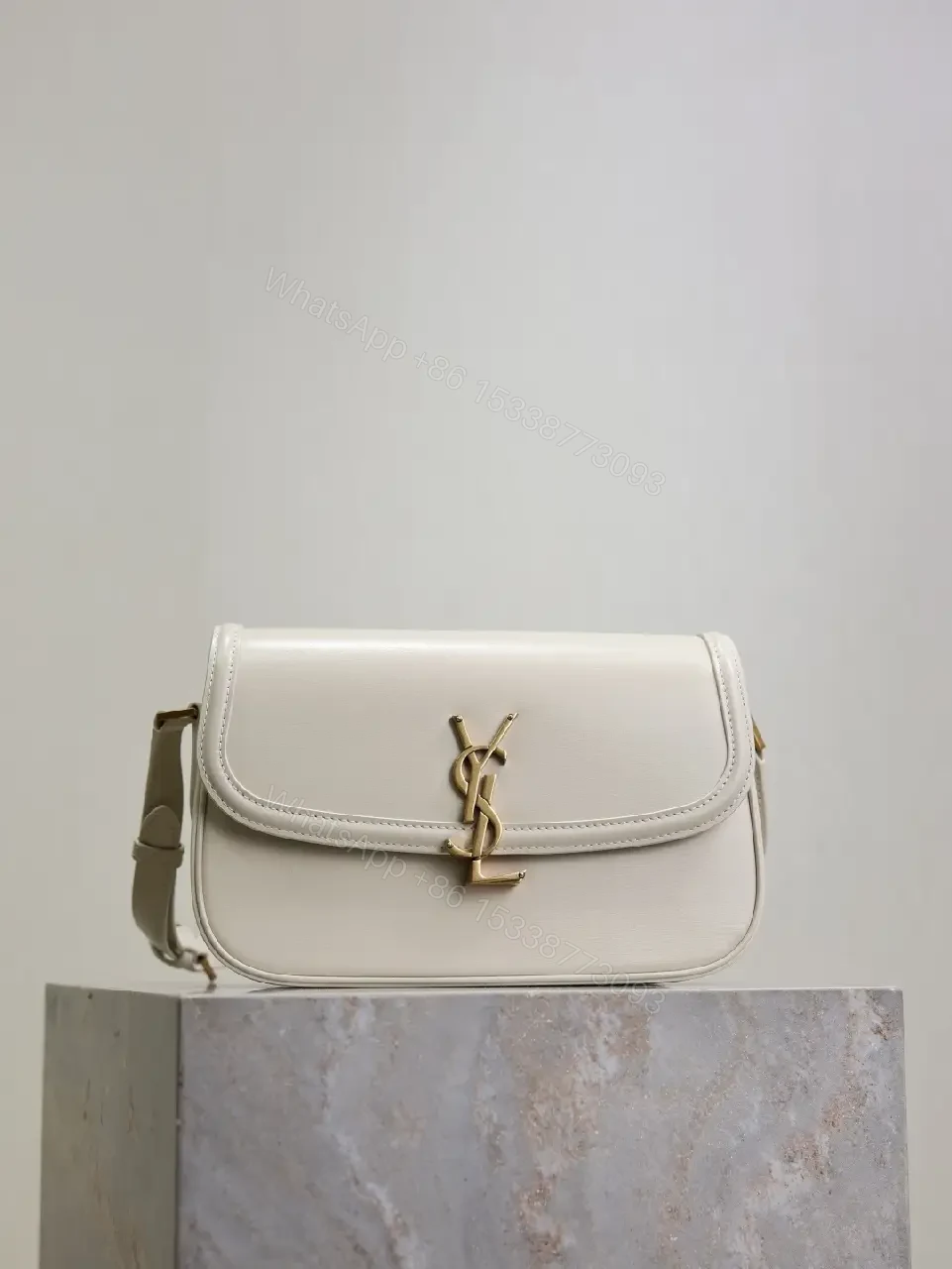 View 5 of Ivory Leather Crossbody — Gold-Accent, Compact, Everyday Ease
