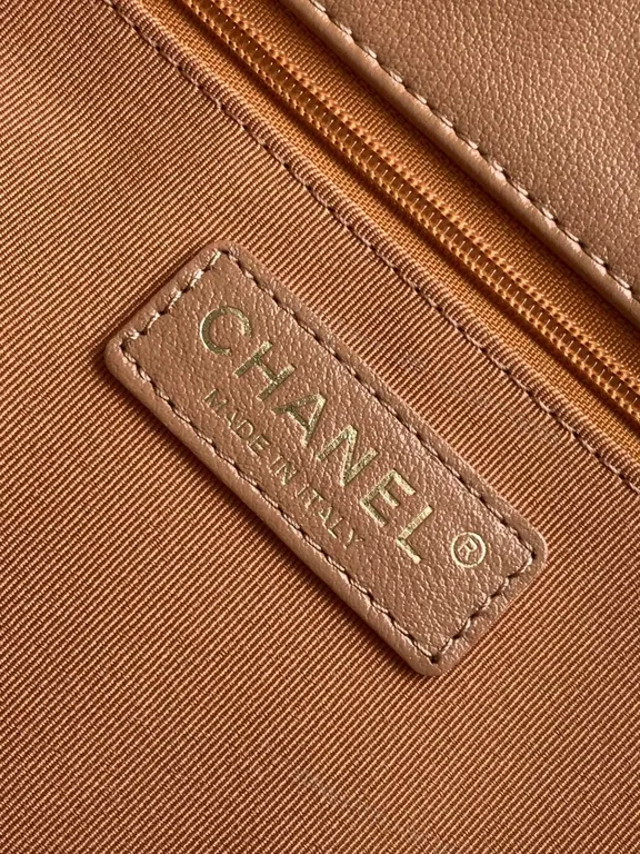 View 8 of Soft Quilted Leather Bag with Gold Chain Strap â€“ Camel Luxe Bundle (60)