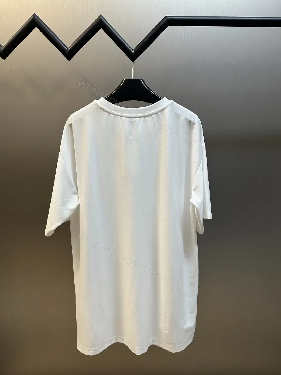 View 3 of Premium Cotton Oversized Tee with Bold Logo, White, Luxe Streetwear