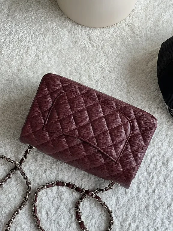 View 5 of Chic Burgundy Quilted Crossbody Bag with Chain Strap