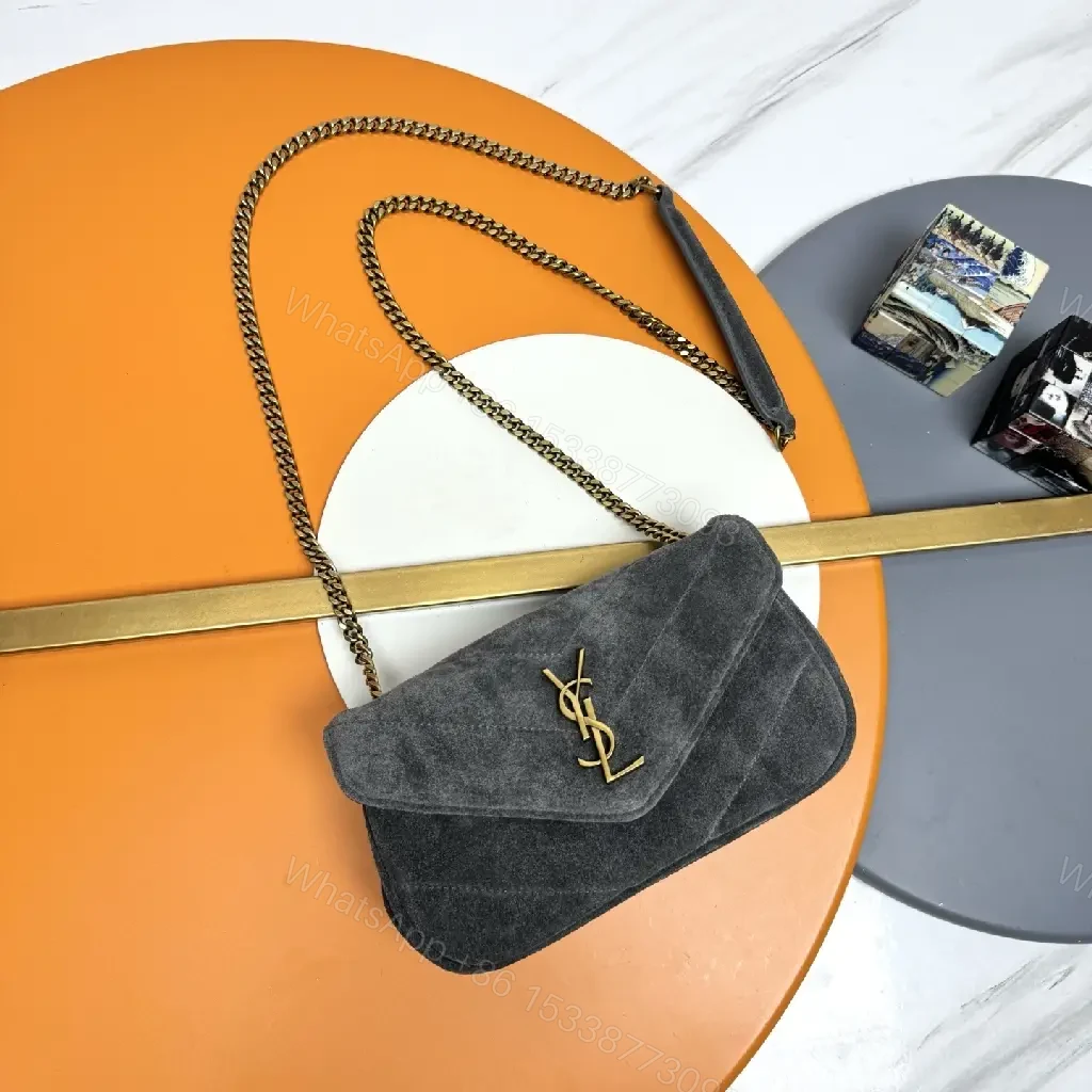 Velvet Shoulder Bag: Gold Logo, Chain Strap, chic style — view 1