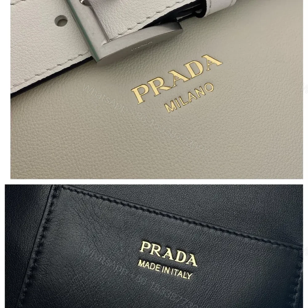 View 9 of 高仿Prada*Buckle系列1BE085小牛皮水桶包白色免檢版