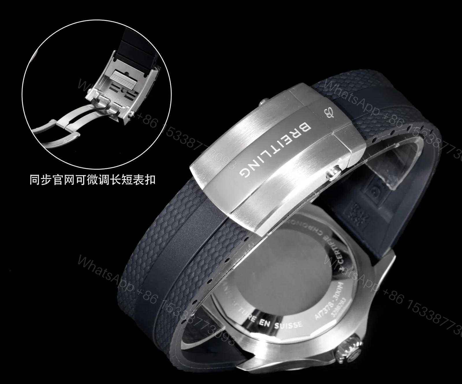 View 8 of Breitling Superocean Blue Camouflage Replica 46MM Premium Black Rubber Strap Diver Edition RG-BREITLING-SUPEROCEAN-BLUE-CAMO-46