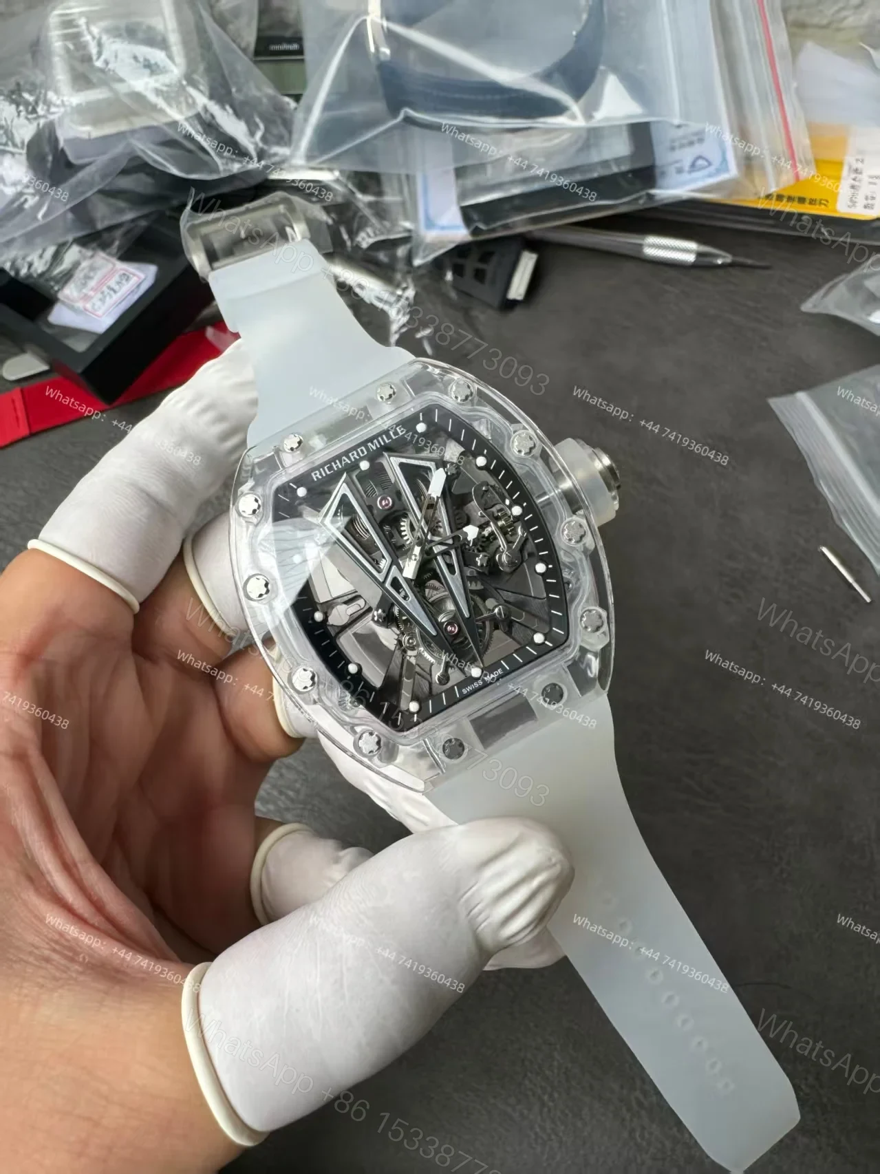 View 7 of Super Clone Richard Mille RM 27-03 Raging Bull Sapphire Crystal Skeleton Tourbillon 1:1 Replica Watch