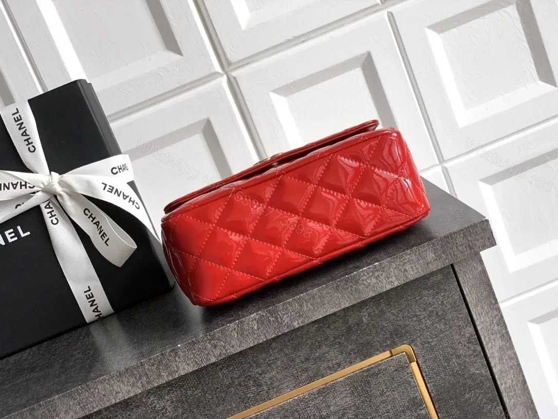 View 8 of Statement Red Quilted Calf Leather Compact Handbag