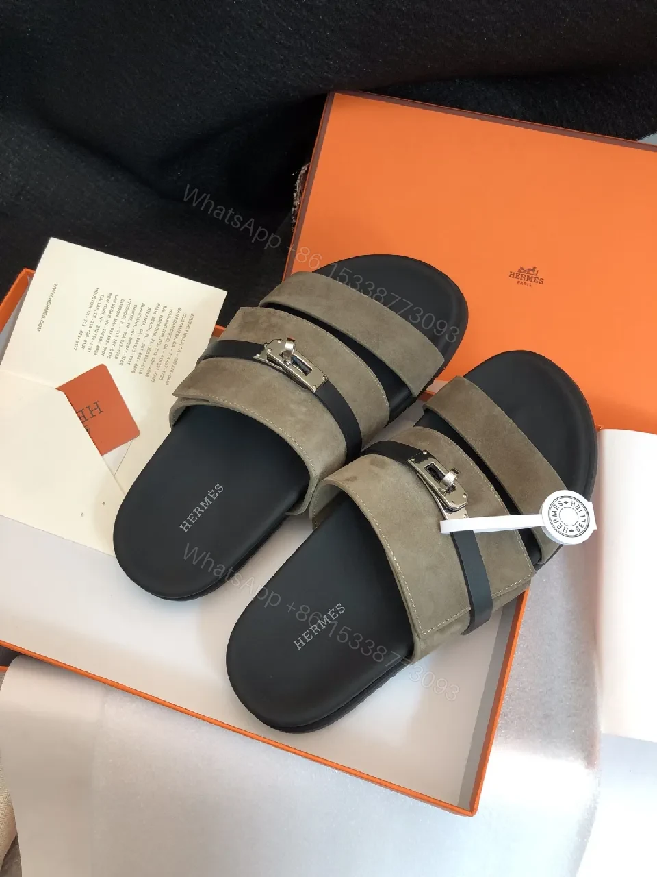 View 7 of Taupe Suede Sandals with Signature Hardware - Everyday Luxury Sandals