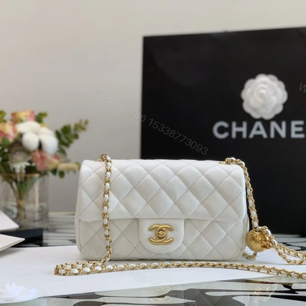View 2 of Chanel Quilted Mini CC Pearl Crush Rectangular Flap White 20Cm