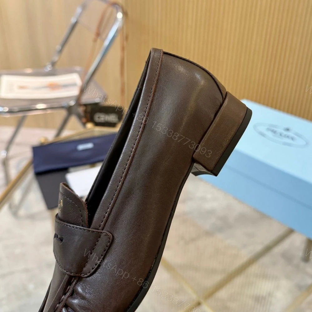 View 9 of Prada Leather Loafers Dark Brown