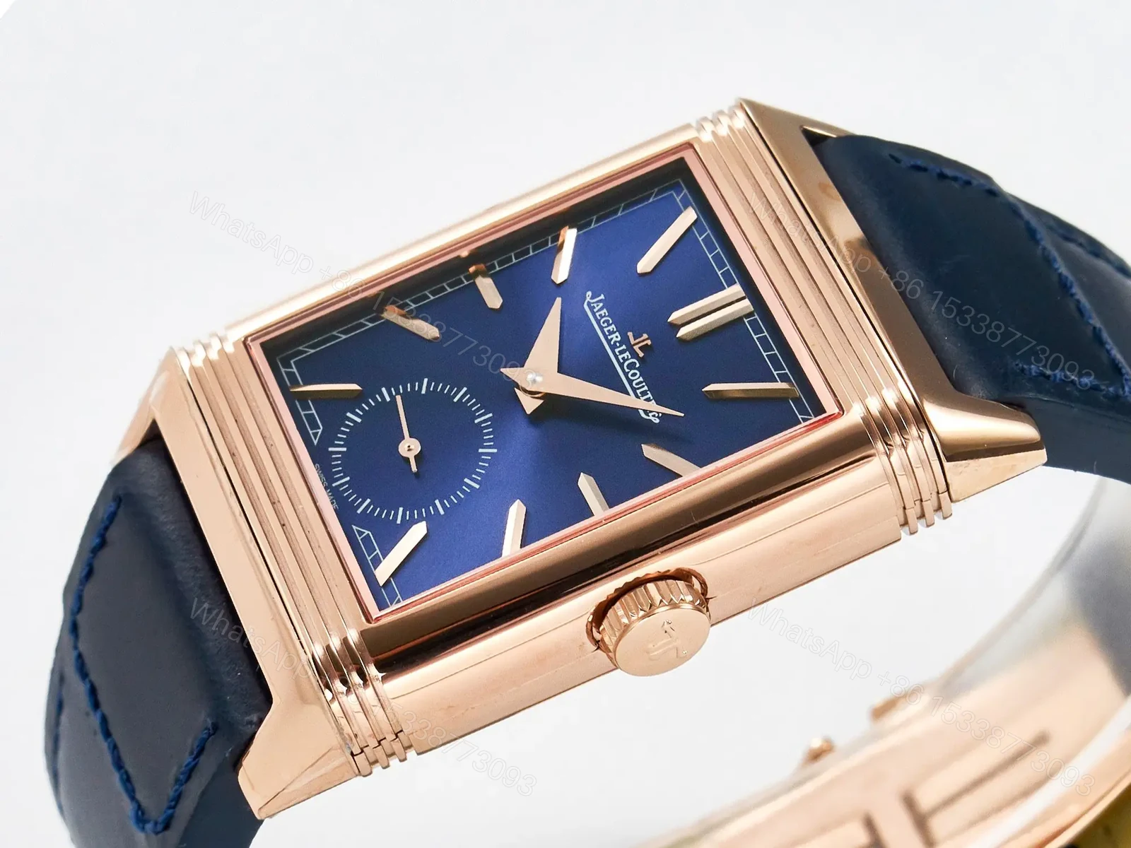 View 8 of Reverso Tribute Duoface Small Seconds RG MGF Best Edition Blue Dial on Blue Leather Strap A854A
