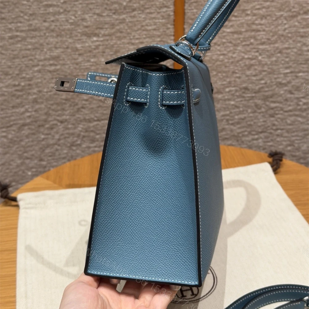 View 9 of 高仿Hermes*Kelly25系列H043110EP7C牛仔藍銀扣牛皮純手工