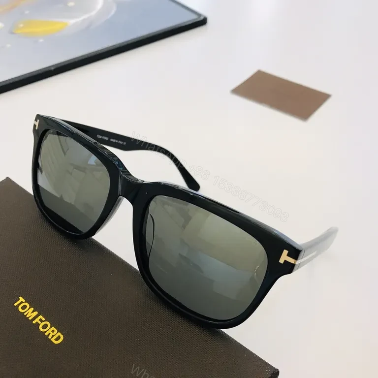 View 7 of Bold Black Acetate Sunglasses - Amber Lenses, Tom Ford Style