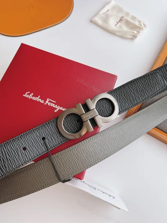 View 7 of Ferragamo Gancini Belt: Black Leather, Silver Buckle, Modern Classic