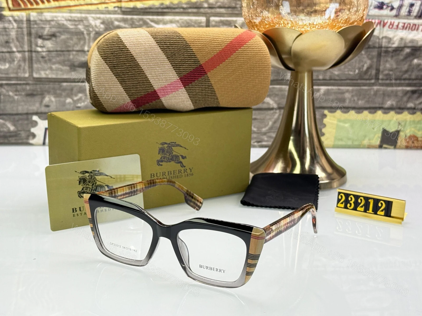 Burberry Unisex Eyeglasses Black-Coffee-Dark-Gray-Pink Acetate — view 1