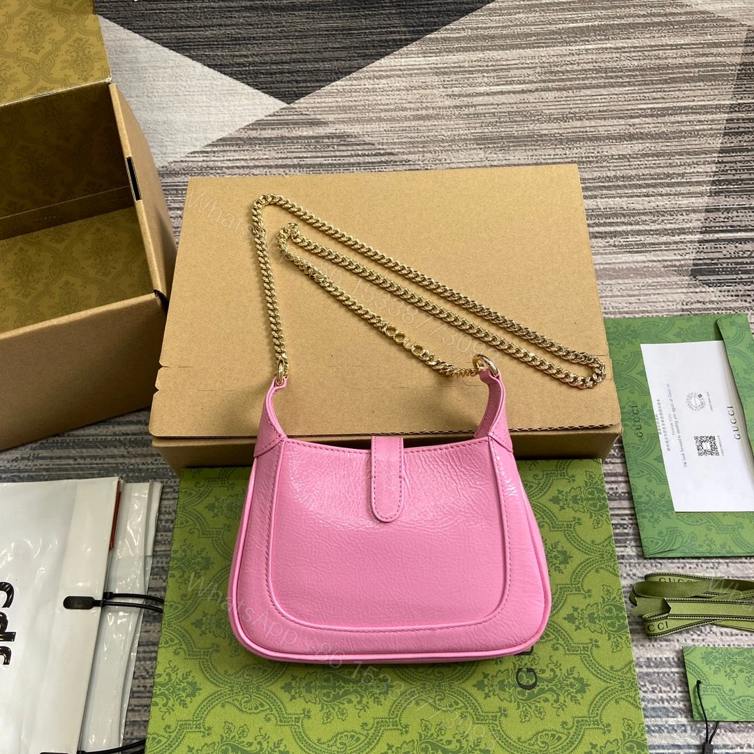View 4 of JACKIE NOTTE MINI BAG 19 IN PINK CRACKED LACQUER CALFSKIN GOLD HARDWARE