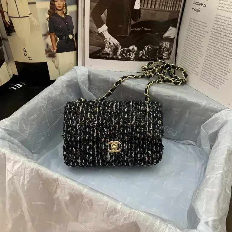 View 3 of Chic Knit Flap Bag with Gold Chain Strap - Luxury Everyday