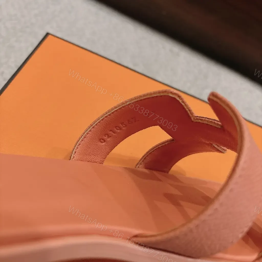View 6 of Soft Pink Leather Slide with H-Buckle Signature Comfort