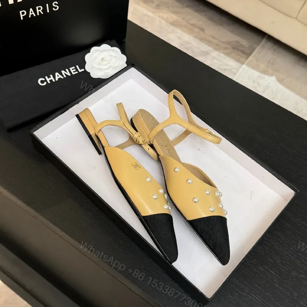 View 8 of Two-Tone Pearl Slingbacks: Knit-Style Heels, Comfort All Day