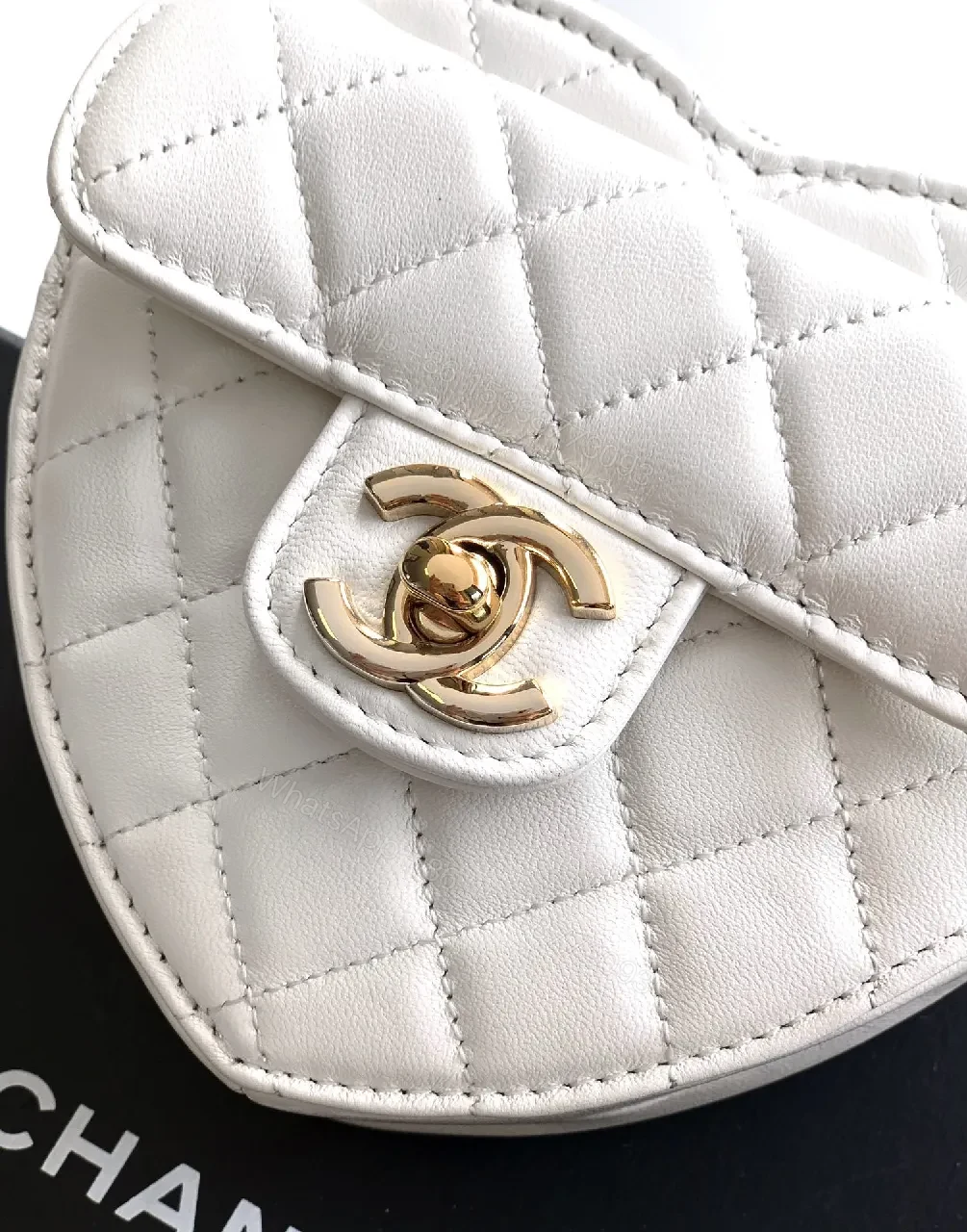 View 7 of Quilted Lambskin Mini Bag: Timeless White, Gold Clasp