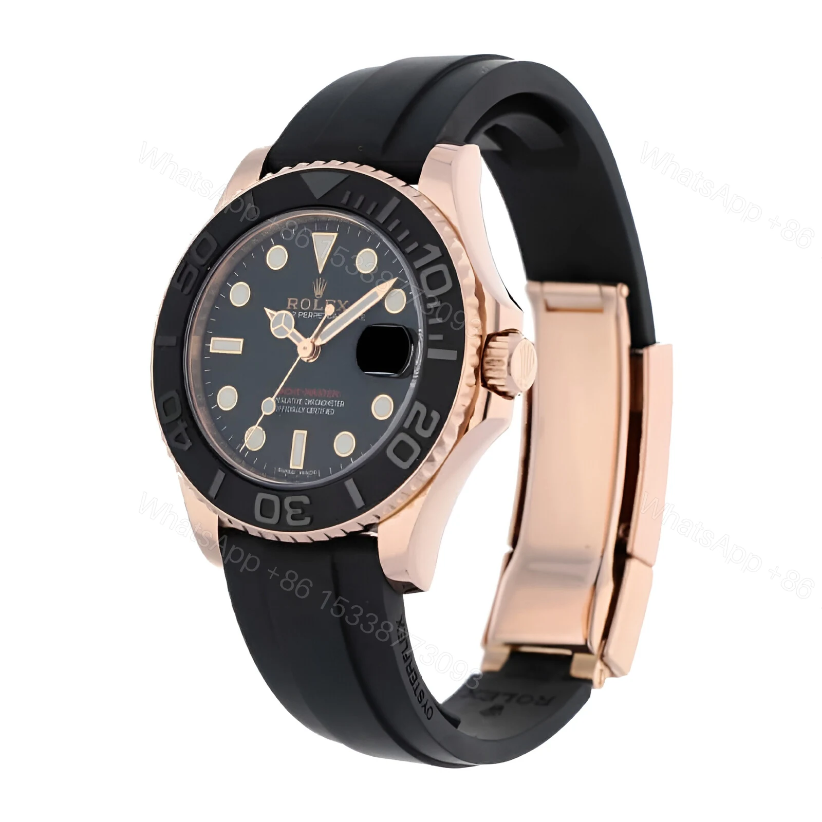 View 2 of Rolex Yacht-Master 40 116655 SATS Rose Gold Automatic Rubber Black Dial Replica