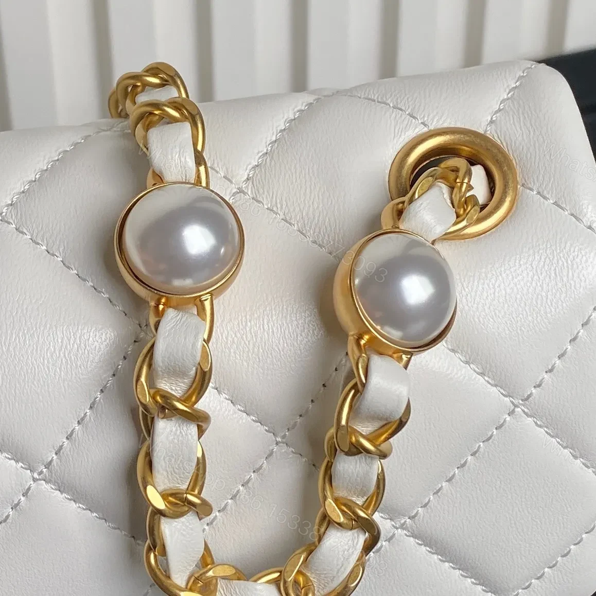 View 5 of Chanel Mini Flap Bag Top Handle Pearl Chain