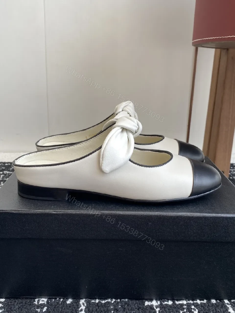 View 5 of Two-Tone Leather Slip-Ons with Knotted Detail - Luxury Everyday Shine