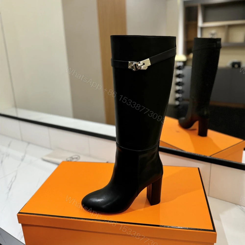 View 4 of 高仿Hermes*H182105ZG02小牛皮高筒靴黑色8.5CM免檢版