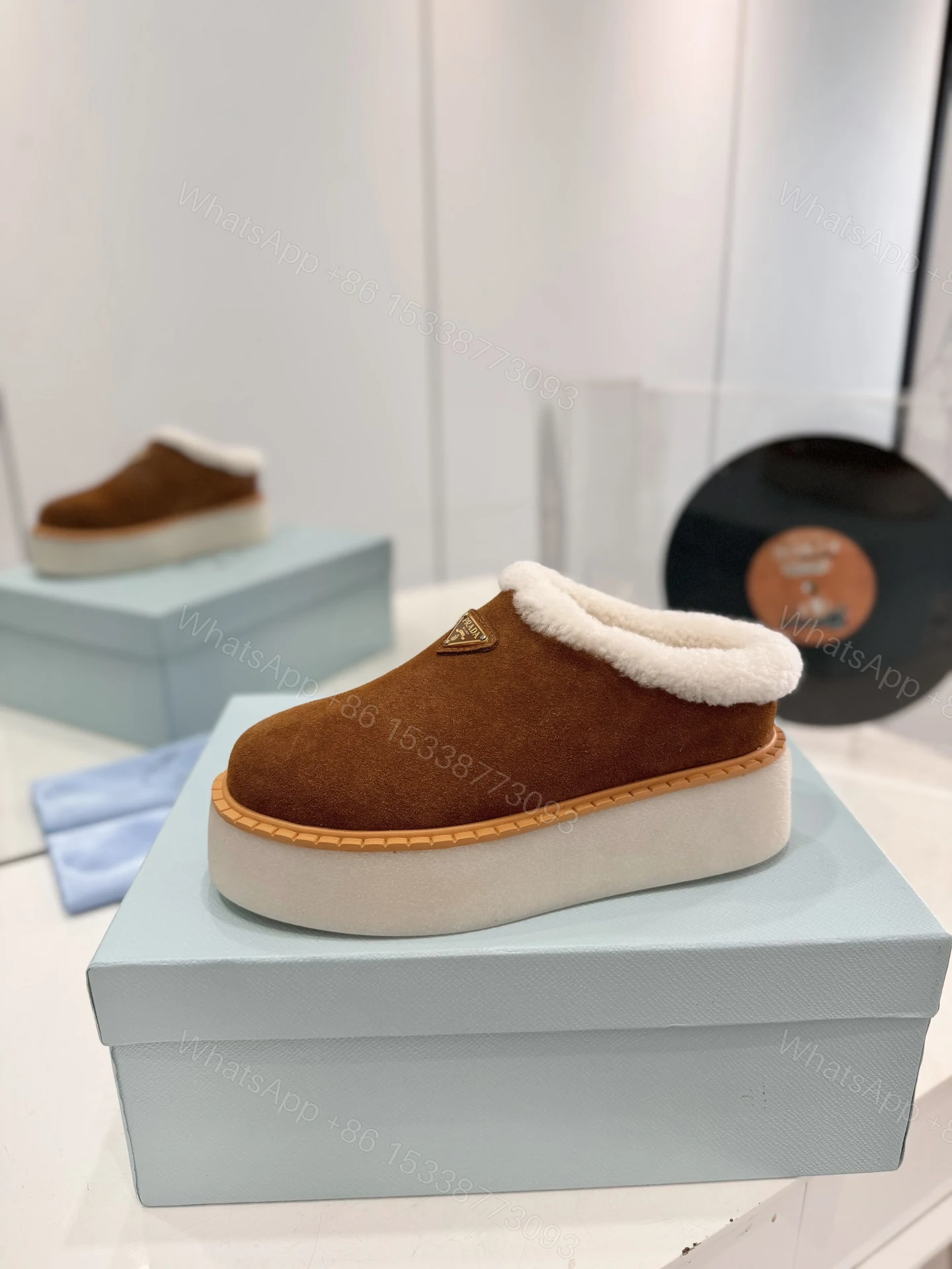 View 4 of PRADA SUEDE MULES CINNAMON 1S715N X0O F0401 F ZG50